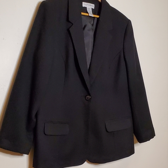 Black Boxy 80s Textured Vintage Blazer with Front Set In Pockets - Picture 2 of 11
